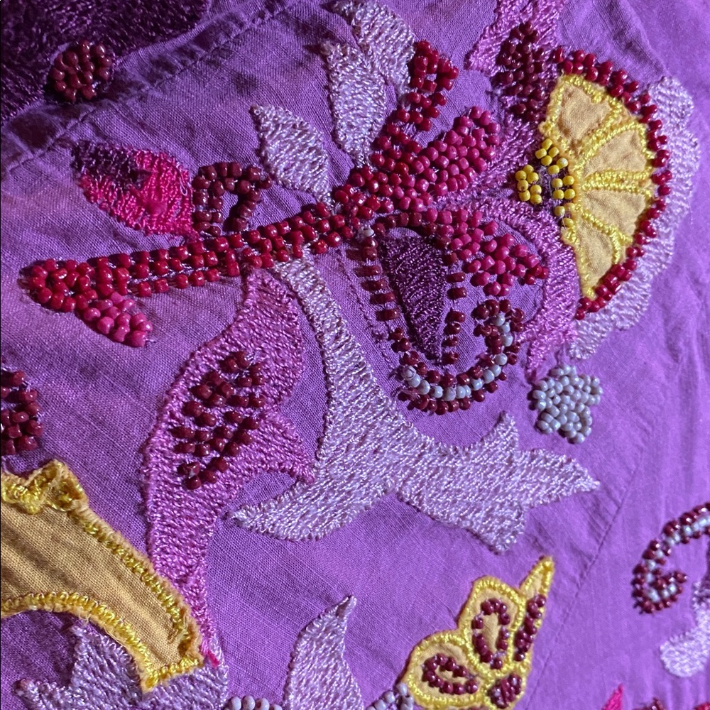 Anthropologie Magenta Dress with Embroidered Details - Picture 9 of 14